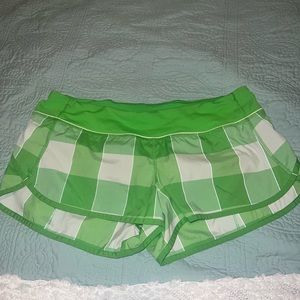 Lululemon Green Checkered Speed Up Shorts